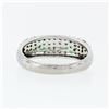 Image 7 : Fancy 18K White Gold 0.68 ctw Emerald Diamond Dome Bombe Flower Cluster Band Rin