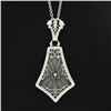 Image 3 : Antique Art Deco 14K Gold Camphor Glass Diamond Filigree Pendulum Pendant Chain