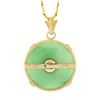 Image 2 : Vintage 14K Gold Round Light Green Jade w/ Chinese Symbol Medallion Disc Pendant