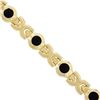 Image 5 : Vintage Solid 14k Yellow Gold Round Bezel Set Black Onyx Geometric Link Bracelet
