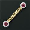 Image 6 : Unique 18k TT Gold Rubellite Tourmaline Diamond Open Circle Work Bar Pin Brooch
