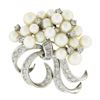 Image 1 : Vintage 14K White Gold 1.90 ctw Diamond & FINE Pearl Cluster Ribbon Brooch Penda