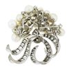 Image 4 : Vintage 14K White Gold 1.90 ctw Diamond & FINE Pearl Cluster Ribbon Brooch Penda
