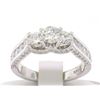 Image 1 : NEW Designer 14k White Gold 1.85 ctw Diamond Three 3 Stone Ladies Engagement Rin