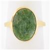 Image 7 : 10K Gold Milgrain Bezel Set Oval Cabochon Jade Polished Simple Solitaire Ring