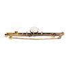 Image 4 : Antique 14k Rosy Yellow Gold Prong Pearl w/ Bead & Leaf Open Work Bar Pin Brooch