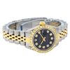 Image 3 : Rolex Ladies Quickset Two Tone Black Diamond Lugs Datejust Wristwatch 26MM