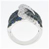 Image 8 : Levian 18k White Gold 1.80 ctw Pave Set Sapphire & Diamond Large Wide Buckle Rin