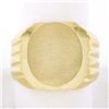 Image 1 : Mens 14K Yellow Gold Engravable Oval Brushed Wide Grooved & Polished Signet Ring