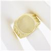 Image 3 : Mens 14K Yellow Gold Engravable Oval Brushed Wide Grooved & Polished Signet Ring