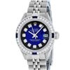 Image 3 : Rolex Ladies Quickset Stainless Steel Blue Vignette Diamond And Sapphire Datejus