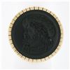 Image 1 : Antique Victorian 14K Gold Black Onyx Carved Intaglio Male Round Platter Ring
