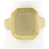 Image 1 : Solid 14K Yellow Gold Rectangular Engravable Center Matte Finish Signet Ring