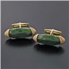 Image 6 : Vintage 14k Yellow Gold Long Marquise Shaped Jade Rope Pattern Swivel Cuff Links