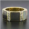 Image 2 : Vintage Gemlok 18K Gold Diamond Inlaid Black Mother of Pearl Eternity Band Ring