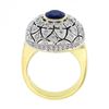 Image 8 : 18k TT Gold Oval Bezel Sapphire w/ 1.7 ctw Diamond Milgrain Mosaic Dome Bombe Ri