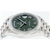 Image 6 : Rolex Mens 18K White Gold Olive Green Roman Dial Day Date President 40MM With Bo