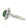 Image 5 : Antique Edwardian French Platinum Emerald & 0.66 ctw Old Cut Diamond Halo Ring