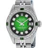 Image 2 : Rolex Ladies Quickset Stainless Steel Green Vignette Diamond And Emerald Datejus