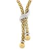 Image 7 : 14k TT Gold Fancy Popcorn Link Chain Lariat Necklace w/ Polished Bead Tassels