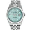 Image 1 : Rolex Mens Stainless Steel Blue Diamond Fluted Bezel 36MM Datejust Wristwatch