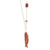 Image 3 : Vintage 14k Gold Carved Coral Fish on Line Pendant & Tubes on Chain Necklace