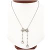 Image 1 : Belle Epoque French 18K White Gold European Diamond Bow Dangle Pendant Necklace