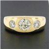 Image 2 : NEW Mens 18K Yellow Gold 1.96 ctw GIA Old European Diamond 3 Stone Gypsy Band Ri