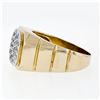 Image 6 : Vintage Men's 14k TT Gold .52 ctw Round Pave Diamond Cluster Ring w/ Ribbed Shan