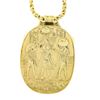 Image 5 : 14k Gold Large Carved Lapis Coronation Scarab of Pharaoh Tutankhamen Necklace