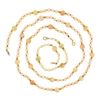 Image 5 : Vintage 14k Gold White & Angel Skin Coral Carved Bead Necklace & Bracelet Set