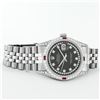 Image 5 : Rolex Mens Stainless Steel Black String Diamond Lugs And Ruby Datejust 36MM