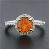 Image 2 : NEW 14K White Gold 2.33 ctw Round Spessartite Garnet Solitaire & Diamond Halo Ri