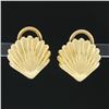 Image 2 : Craig Drake 18K Yellow Gold Polished Grooved Sea Shell Clip On Earrings