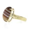 Image 6 : New 14k Yellow Gold 17x13mm Oval Cabochon Brown Banded Agate Solitaire Ring
