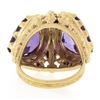 Image 7 : Vintage Victorian Revival 14k Gold Dual Amethyst Bead Work Twin Heart Dome Ring