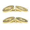 Image 4 : Men's English 18k Yellow Gold DETAILED Horse Head Green Enamel Border Cuff Links