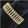 Image 1 : Vintage Italian 18K Gold Repousse Work w/ Floral Center Wide Strap Bracelet