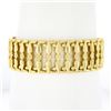 Image 2 : Vintage Italian 18K Gold Repousse Work w/ Floral Center Wide Strap Bracelet
