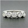 Image 2 : NEW Custom Made Platinum 1.19 ctw Bezel Diamond 5 Stone Classic Wedding Band Rin