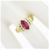 Image 3 : 14k Gold 1.00 ctw Marquise Pink Tourmaline w/ Round Diamond Channel Accents Ring