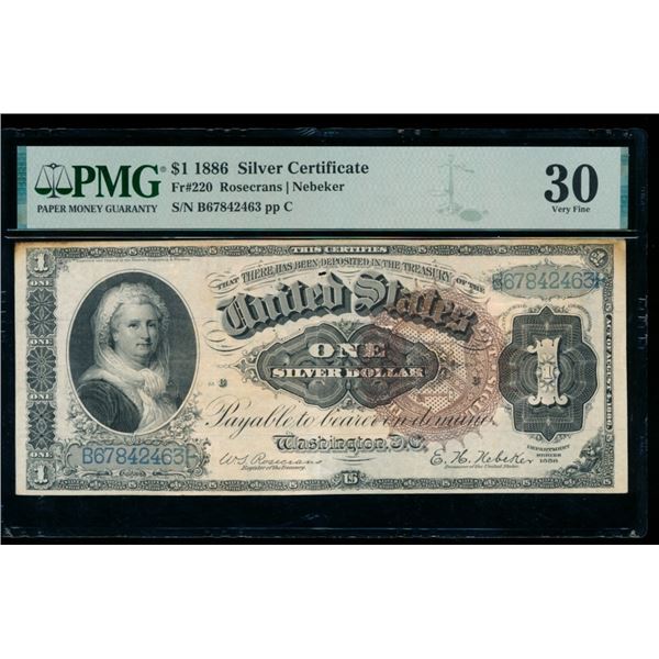 1886 $1 Martha Washington Silver Certificate PMG 30