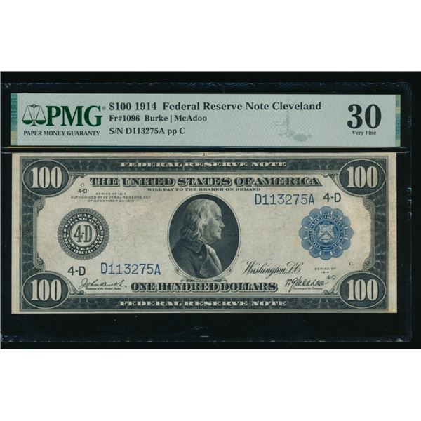1914 $100 Cleveland FRN PMG 30