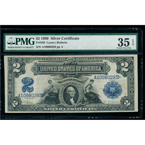1899 $2 Mini Porthole Silver Certificate PMG 35EPQ