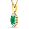 Image 2 : 14KT Yellow Gold 1.1ctw Zambian Emerald and Diamond Pendant