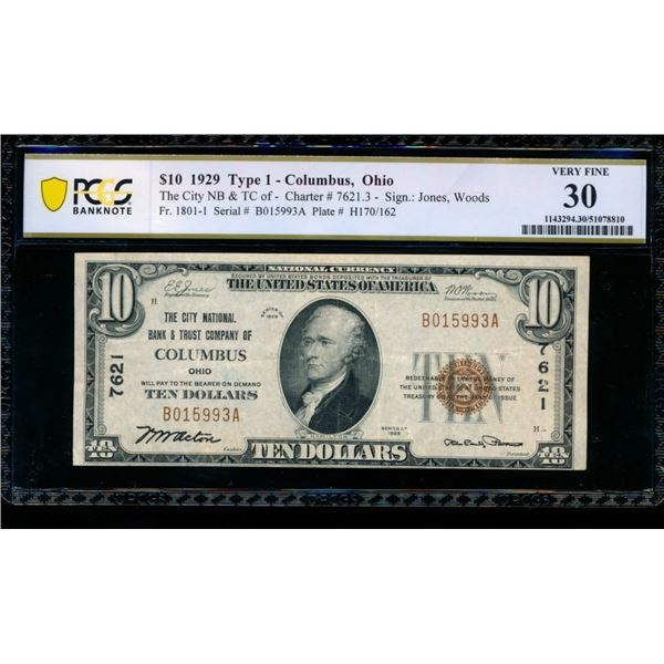 1929 $20 Columbus Ohio National PCGS 30