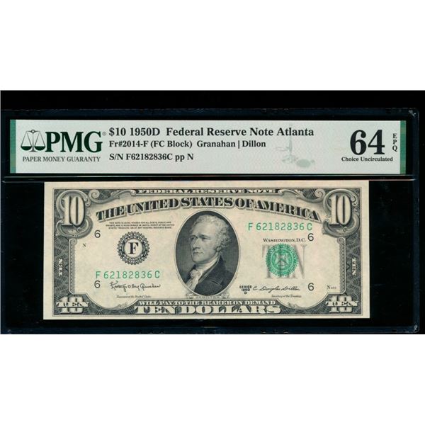 1950D $10 Atlanta FRN PMG 64EPQ