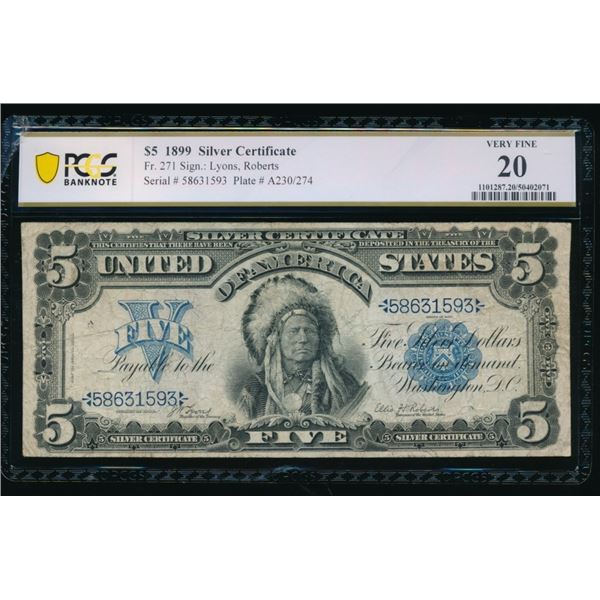 1899 $5 Chief Silver Certificate PCGS 20