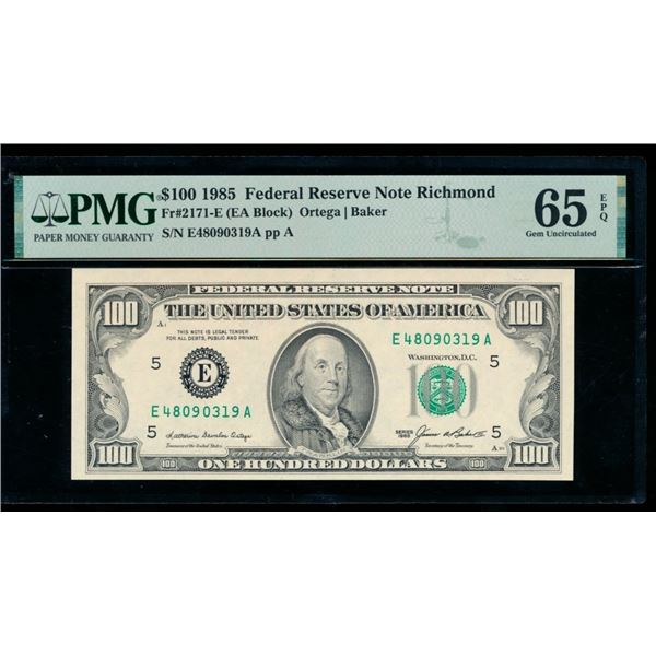 1985 $100 Richmond FRN PCGS 65PPQ