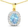 Image 1 : 14KT Yellow Gold 3ctw Aquamarine and Diamond Pendant